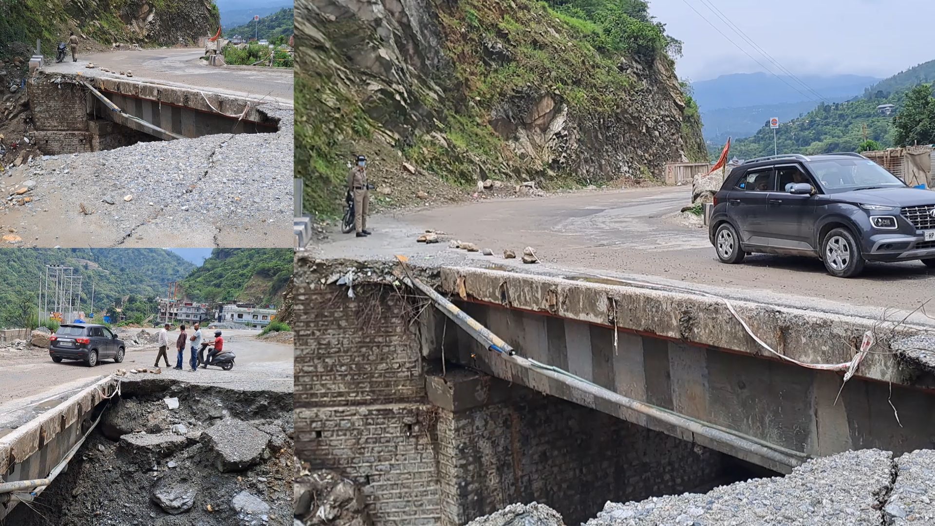 विंद्रावणी के पास क्षतिग्रस्त हुआ चंडीगढ़-मनाली NH पर बना पुल