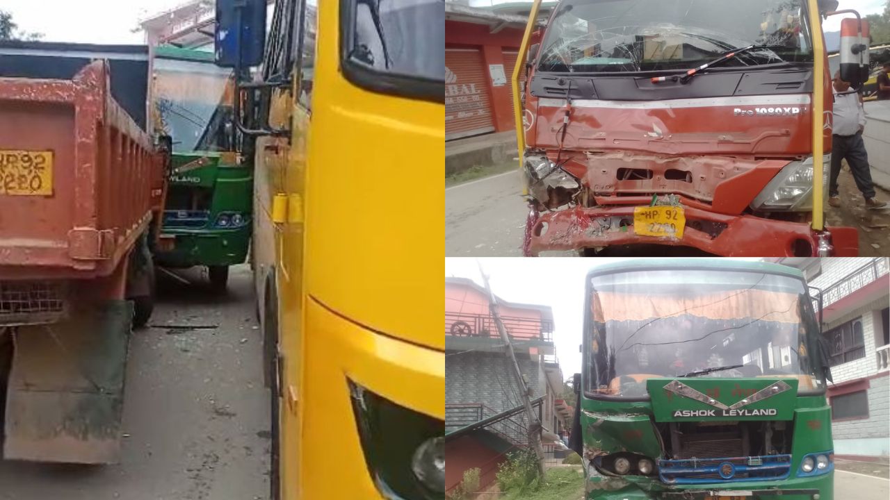 कलखर के समीप दो निजी बसों और ट्रक के बीच जोरदार ट*क्कर