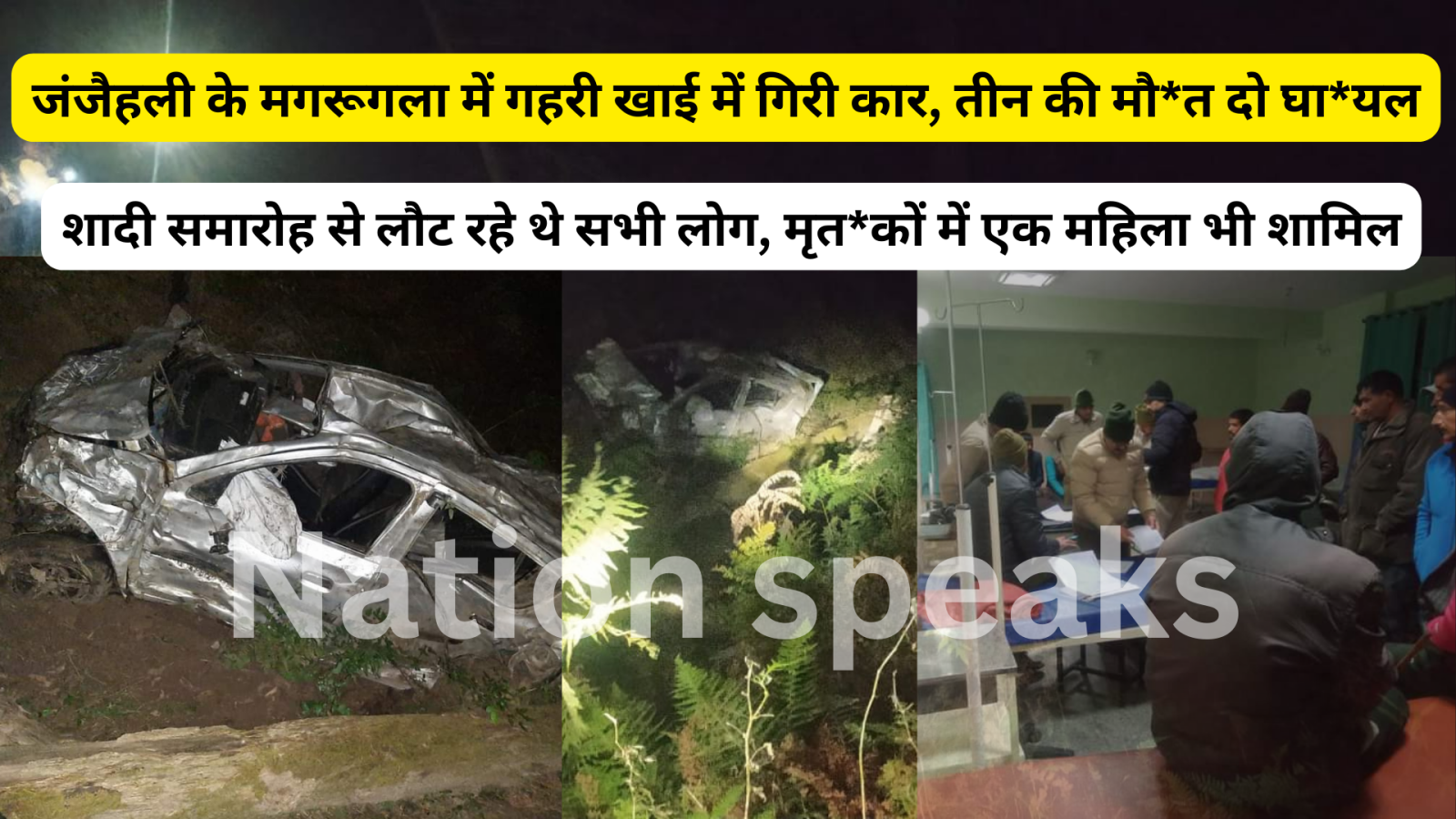 जंजैहली के मगरूगला में गहरी खाई में गिरी कार, तीन की मौ*त दो घा*यल