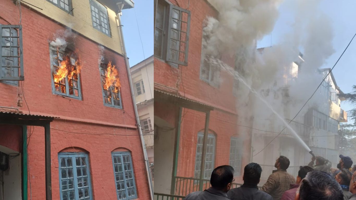शिमला के स्कैंडल प्वाइंट के साथ पोस्टल एंड टेलीकम्युनिकेशन कॉलोनी में लगी आ*ग, लाखों का नुक+सान